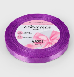 Лента атласная фиолетовая №154 10 мм, 22 м Изображение Лента атласная фиолетовая №154 10 мм, 22 м